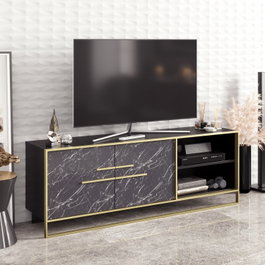 Hanah Home Soporte para TV Polka - Negro y Oro